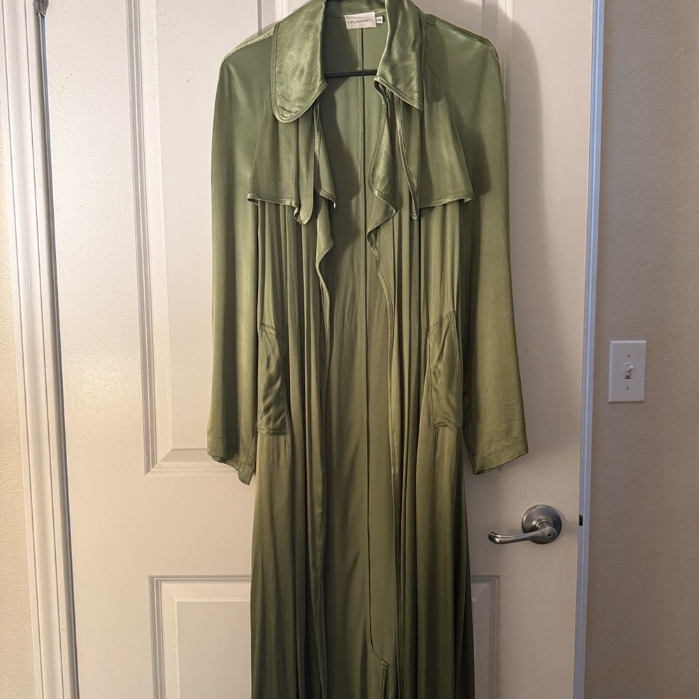 FLANNEL Sage Green Satin Duster